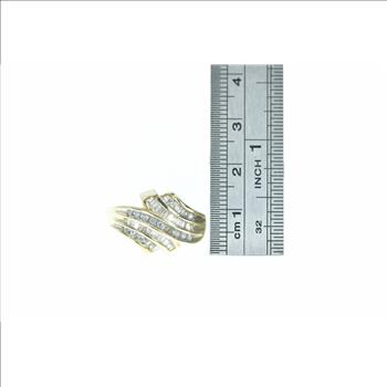 10K 0.45 Ctw Diamond Wavy Channel Band Yellow Gold Ring, Size 8.5