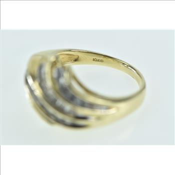 10K 0.45 Ctw Diamond Wavy Channel Band Yellow Gold Ring, Size 8.5