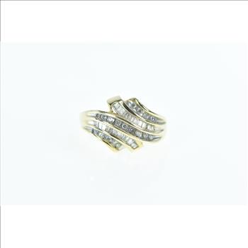 10K 0.45 Ctw Diamond Wavy Channel Band Yellow Gold Ring, Size 8.5