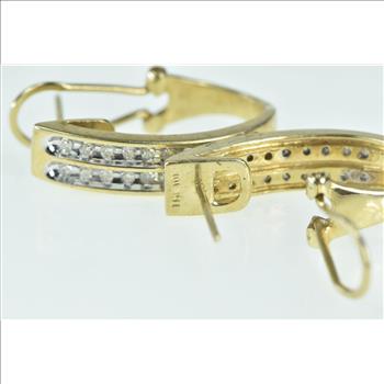 10K 0.46 Ctw Diamond 24.5mm Oval Hoop Yellow Gold Earrings