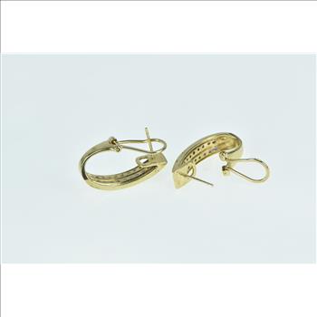 10K 0.46 Ctw Diamond 24.5mm Oval Hoop Yellow Gold Earrings