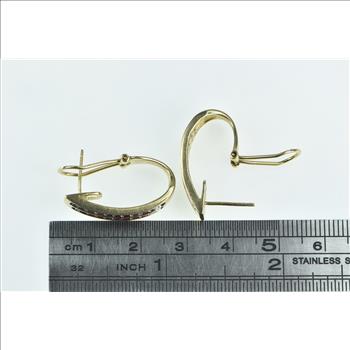 10K 0.46 Ctw Diamond 24.5mm Oval Hoop Yellow Gold Earrings