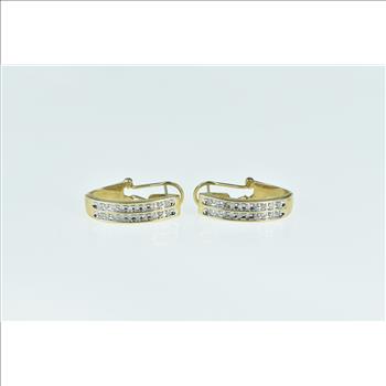 10K 0.46 Ctw Diamond 24.5mm Oval Hoop Yellow Gold Earrings