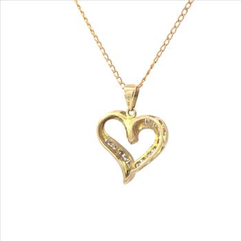 10K 0.50 Ctw Diamond Heart Love Symbol Yellow Gold Pendant