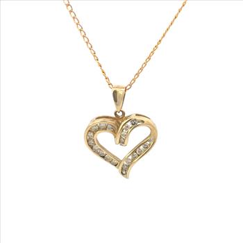 10K 0.50 Ctw Diamond Heart Love Symbol Yellow Gold Pendant
