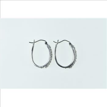 10K 0.50 Ctw Diamond Pave Diamond Hoop White Gold Earrings