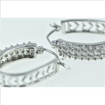 10K 0.50 Ctw Diamond Pave Diamond Hoop White Gold Earrings