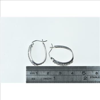 10K 0.50 Ctw Diamond Pave Diamond Hoop White Gold Earrings