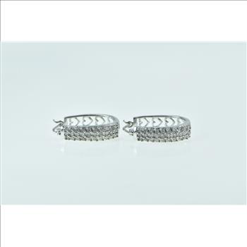 10K 0.50 Ctw Diamond Pave Diamond Hoop White Gold Earrings
