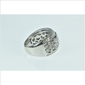 10K 0.50 Ctw Diamond Pave Flower Honeycomb White Gold Ring, Size 5
