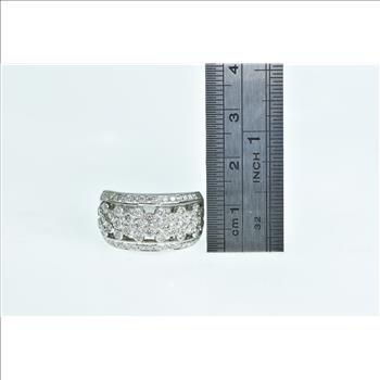10K 0.50 Ctw Diamond Pave Flower Honeycomb White Gold Ring, Size 5