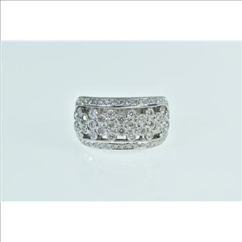 10K 0.50 Ctw Diamond Pave Flower Honeycomb White Gold Ring, Size 5