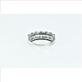 10K 0.51 Ctw Diamond Squared Wedding Band White Gold Ring, Size 6.25