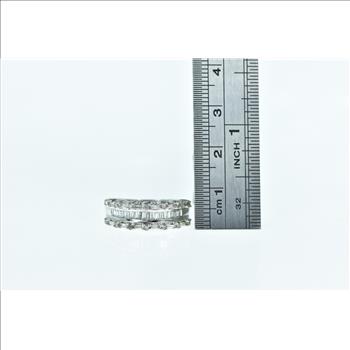 10K 0.51 Ctw Diamond Squared Wedding Band White Gold Ring, Size 6.25