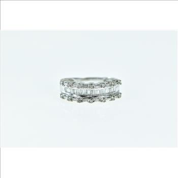 10K 0.51 Ctw Diamond Squared Wedding Band White Gold Ring, Size 6.25