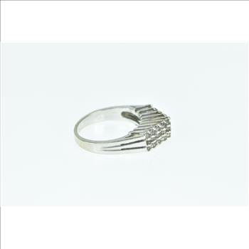 10K 0.54 Ctw Diamond Squared Vintage Cluster White Gold Ring, Size 6
