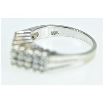 10K 0.54 Ctw Diamond Squared Vintage Cluster White Gold Ring, Size 6
