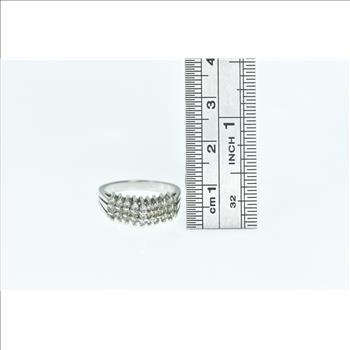 10K 0.54 Ctw Diamond Squared Vintage Cluster White Gold Ring, Size 6