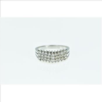 10K 0.54 Ctw Diamond Squared Vintage Cluster White Gold Ring, Size 6