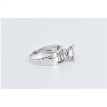 10K 0.56 Ctw Diamond Squared Cluster Statement White Gold Ring, Size 9.25