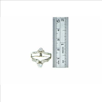 10K 0.65 Ctw Diamond Wrap Wedding Band White Gold Ring, Size 6.25