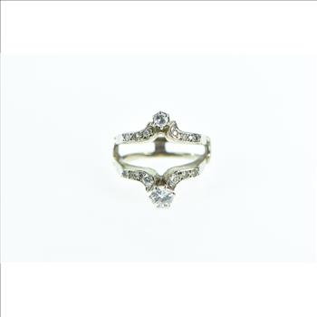 10K 0.65 Ctw Diamond Wrap Wedding Band White Gold Ring, Size 6.25