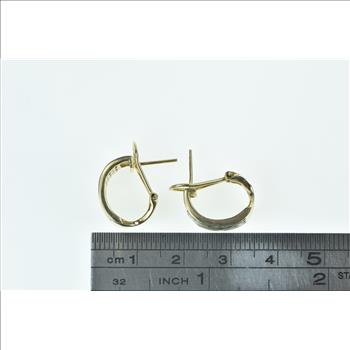 10K 0.72 Ctw Diamond Squared French Clip Hoop Yellow Gold Earrings