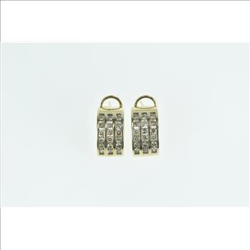10K 0.72 Ctw Diamond Squared French Clip Hoop Yellow Gold Earrings