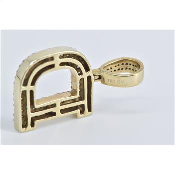 10K 0.75 Ctw D Diamond Encrusted Monogram Initial Yellow Gold Pendant