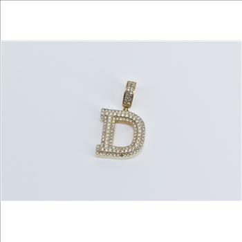 10K 0.75 Ctw D Diamond Encrusted Monogram Initial Yellow Gold Pendant