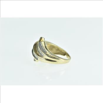 10K 0.75 Ctw Diamond Channel Bypass Statement Yellow Gold Ring, Size 7.25