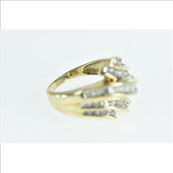 10K 0.75 Ctw Diamond Channel Bypass Statement Yellow Gold Ring, Size 7.25