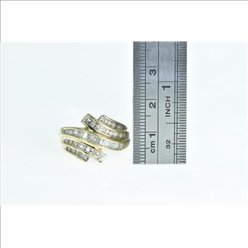 10K 0.75 Ctw Diamond Channel Bypass Statement Yellow Gold Ring, Size 7.25