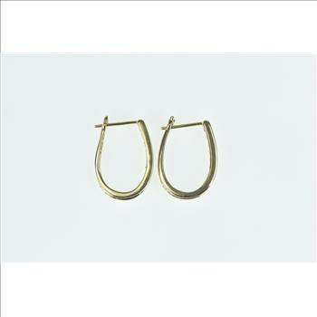 10K 0.75 Ctw Diamond Oval Statement Hoop Yellow Gold Earrings