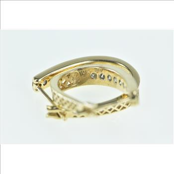 10K 0.75 Ctw Diamond Oval Statement Hoop Yellow Gold Earrings