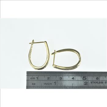 10K 0.75 Ctw Diamond Oval Statement Hoop Yellow Gold Earrings