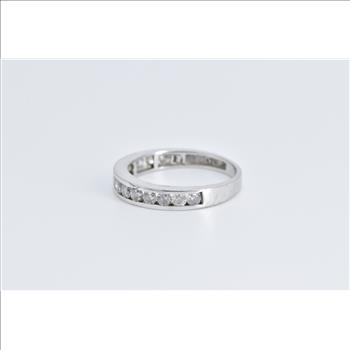 10K 0.84 Ctw Diamond Classic Wedding Band White Gold Ring, Size 8