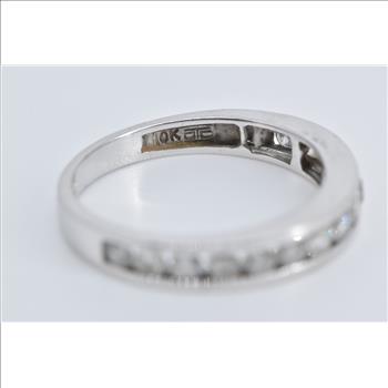 10K 0.84 Ctw Diamond Classic Wedding Band White Gold Ring, Size 8