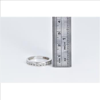 10K 0.84 Ctw Diamond Classic Wedding Band White Gold Ring, Size 8