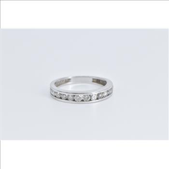 10K 0.84 Ctw Diamond Classic Wedding Band White Gold Ring, Size 8