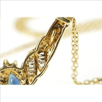 10K 0.85 Ctw Diamond Sapphire Chevron Pendant Yellow Gold Necklace 16.75