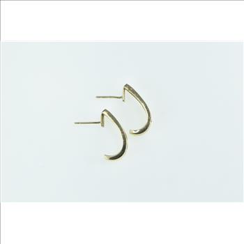 10K 0.90 Ctw Diamond Curved Bar Semi Hoop Yellow Gold Earrings