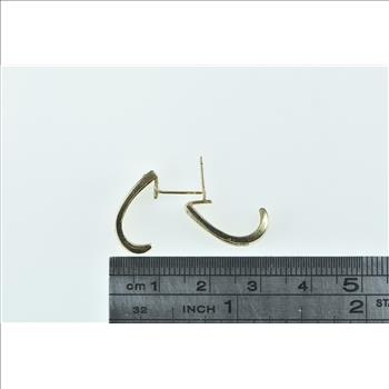 10K 0.90 Ctw Diamond Curved Bar Semi Hoop Yellow Gold Earrings
