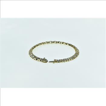 10K 0.90 Ctw Diamond X Link Criss Cross Tennis Yellow Gold Bracelet 7.25