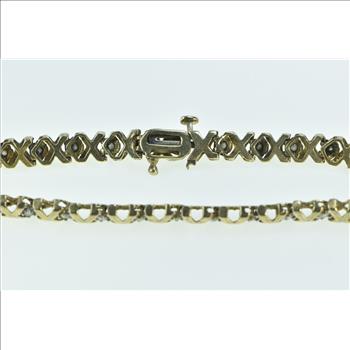 10K 0.90 Ctw Diamond X Link Criss Cross Tennis Yellow Gold Bracelet 7.25