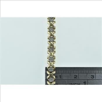10K 0.90 Ctw Diamond X Link Criss Cross Tennis Yellow Gold Bracelet 7.25