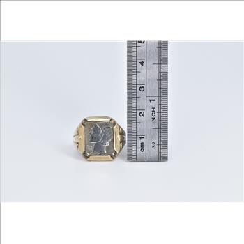 10K 0.900 Silver Mercury Dime Vintage Statement Yellow Gold Ring, Size 9.5