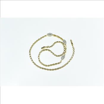 10K 0.92 Ctw Diamond Oval Cluster Vintage Chain Yellow Gold Necklace 16.25