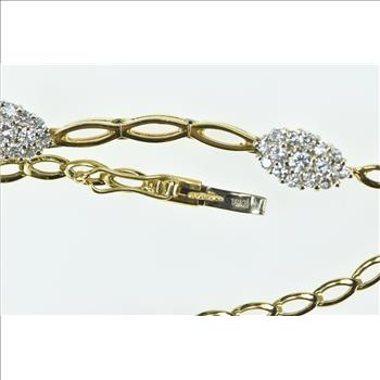 10K 0.92 Ctw Diamond Oval Cluster Vintage Chain Yellow Gold Necklace 16.25