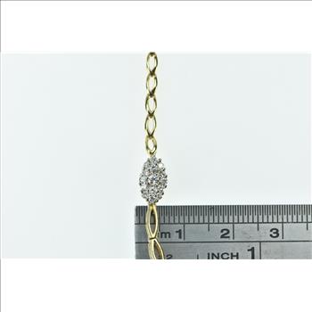 10K 0.92 Ctw Diamond Oval Cluster Vintage Chain Yellow Gold Necklace 16.25